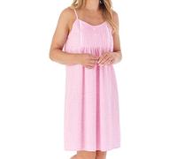 Slenderella Gingham & Flower Cotton Chemise Ladies Adjustable Strap Nightie UK 10/12 (Pink)