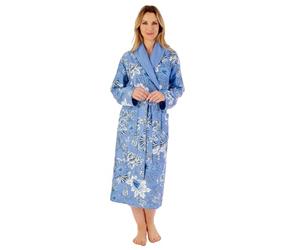 Slenderella HC02350-BL Women's Blue Print Floral Pattern Dressing Gown XLarge