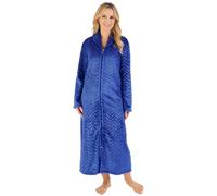 Slenderella Herringbone Longer Length Zip Opening 50 Inch Housecoat (20/22, Blue)
