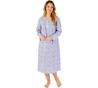 Slenderella Indi Print 45" Long Sleeve Jersey Nightdress ND08107 Blue 10-12