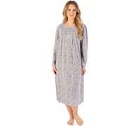 Slenderella Indi Print 45" Long Sleeve Jersey Nightdress ND08107 Grey 12-14