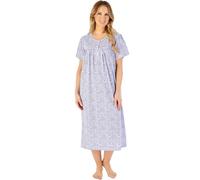 Slenderella Indi Print 45" Short Sleeve Jersey Nightdress ND08106 Blue 12-14