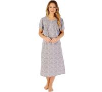Slenderella Indi Print 45" Short Sleeve Jersey Nightdress ND08106 Grey 12-14