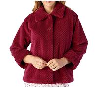 Slenderella Ladies 24"/61cm Soft Thick Pink Waffle Fleece Collared Button Up Bed Jacket Size XL 20 22