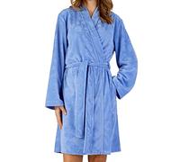 Slenderella Ladies 38" Floral Embossed Wrap Gown HC3305 Blue Medium