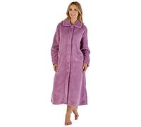 Slenderella Ladies Button Up Dressing Gown Super Soft Waffle Fleece Bath Robe Medium (Heather)