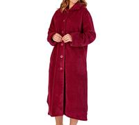 Slenderella Ladies Button Up Dressing Gown Super Soft Waffle Fleece Bath Robe Medium (Raspberry)