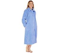 Slenderella Ladies Button Up Dressing Gown Super Soft Waffle Fleece Bath Robe XXL (Blue) (HC4327)