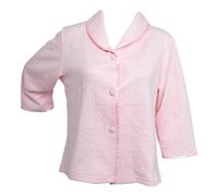 Slenderella Ladies Button Up Floral Mock Quilt Bed Jacket Luxury Shawl Collar Housecoat Medium (Pink)