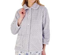 Slenderella Ladies Chevron Pattern Bed Jacket Soft Fleece Button Front Housecoat XXL (Grey) (BJ88315)
