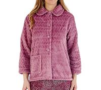 Slenderella Ladies Chevron Pattern Bed Jacket Soft Fleece Button Front Housecoat XXL (Mauve)