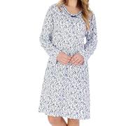 Slenderella Ladies Ditsy Floral Jersey Cotton Nightdress Long Sleeve Nightie UK 24/26 (Blue)