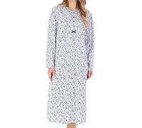 Slenderella Ladies Ditsy Floral Jersey Nightdress Long Sleeve Round Neck Nightie UK 24/26 (Blue)