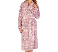 Slenderella Ladies Dressing Gown Soft Fleece Damask Wrap Housecoat Bathrobe XXL (Pink)