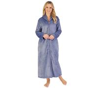 Slenderella Ladies Embossed Zip Dressing Gown HC06317 Grey Medium