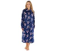 Slenderella Ladies Floral Button Dressing Gown HC06311 Navy Small