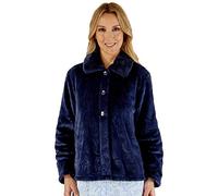 Slenderella Ladies Fur Collar Button Bed Jacket BJ66335 Indigo 2XL