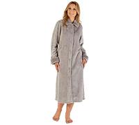 Slenderella Ladies Fur Collar Button Robe HC66336 Grey XL