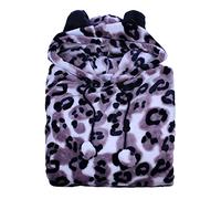Slenderella Ladies Luxurious Animal Print Pullover Soft Fleece Hooded robe Mink Large - UK 16/18