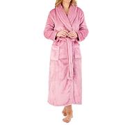 Slenderella Ladies Luxury Shawl Collar Dressing Gown Thick Flannel Fleece Bath Robe Large (Mauve)