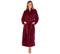 Slenderella Ladies Luxury Shawl Collar Dressing Gown Thick Flannel Fleece Bath Robe XL (Raspberry)