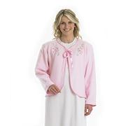 Slenderella Ladies Polar Fleece Ribbon Tie Bed Jacket Floral Embroidered House Coat UK 12/14 (Pink)