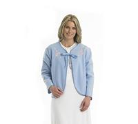 Slenderella Ladies Polar Fleece Ribbon Tie Bed Jacket Floral Embroidered House Coat UK 16/18 (Blue)