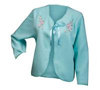Slenderella Ladies Polar Fleece Ribbon Tie Bed Jacket Floral Embroidered House Coat UK 24/26 (Mint)