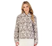 Slenderella Ladies Printed Waffle Fleece Damask Bed Jacket Button Front Housecoat Small (Grey)