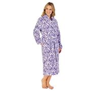 Slenderella Ladies Printed Waffle Fleece Damask Dressing Gown Shawl Collar Housecoat Robe