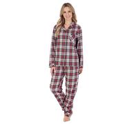 Slenderella Ladies Red Check Pyjamas Button Up Top & PJ Bottoms Yarn Dyed Cotton Set (UK 20/22)