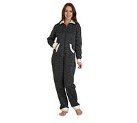 Slenderella Ladies Scottie Dog All In One Pyjamas Knitted Marl Zip Up Romper Medium (Charcoal)
