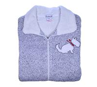 Slenderella Ladies Scottie Dog All In One Pyjamas Knitted Marl Zip Up Romper Small (Light Grey)