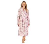 Slenderella Ladies Shawl Collar Dressing Gown Floral Soft Flannel Fleece Wrap Robe XL (Pink)