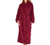 Slenderella Ladies Shawl Collar Wrap Dressing Gown Waffle Fleece Long Bath Robe Small (Raspberry)