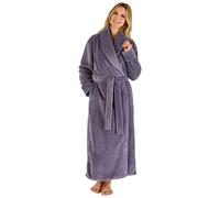 Slenderella Ladies Shawl Collar Wrap Dressing Gown Waffle Fleece Long Bath Robe XXL (Grey)