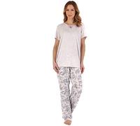 Slenderella Ladies Sketch Floral Long Pyjamas PJ55124 Pink 10-12