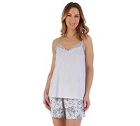 Slenderella Ladies Sketch Floral Short Pyjamas PJ55123 Grey 12-14