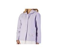 Slenderella Ladies Soft Polar Fleece Button Up Bed Jacket Floral Embroidered Detail House Coat UK 12/14 (Lilac)