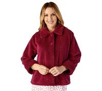 Slenderella Ladies Soft Waffle Fleece Bed Jacket Button Up Collar House Coat XL (Raspberry)