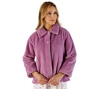 Slenderella Ladies Soft Waffle Fleece Bed Jacket Button Up Collar House Coat XXL (Heather)