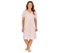 Slenderella Ladies Vintage Floral Short Sleeve Jersey Nightdress ND1106 Pink 12-14