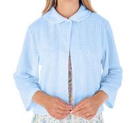 Slenderella Ladies Waffle Knit Button Fastening Bed Jacket 3/4 Sleeve House Coat Medium (Blue)