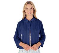Slenderella Ladies Waffle Knit Button Fastening Bed Jacket 3/4 Sleeve House Coat Small (Navy)