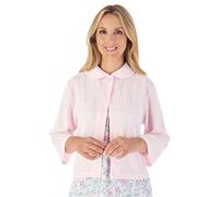 Slenderella Ladies Waffle Knit Button Fastening Bed Jacket 3/4 Sleeve House Coat Small (Pink)