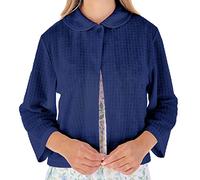 Slenderella Ladies Waffle Knit Button Fastening Bed Jacket 3/4 Sleeve House Coat XXL (Navy)