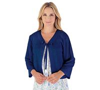 Slenderella Ladies Waffle Knit Ribbon Tie Bed Jacket 3/4 Sleeve House Coat Small (Navy)