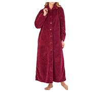Slenderella Ladies Womens Soft Thick Red Waffle Fleece Collared Button Up Bath Robe Dressing Gown House Coat Large UK 16 18