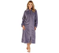 Slenderella Ladies Zip Up Dressing Gown Womens Soft Waffle Fleece Bath Robe Medium (Grey)