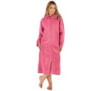 Slenderella Ladies Zip Up Dressing Gown Womens Soft Waffle Fleece Bath Robe Medium (Pink) (HC4326)